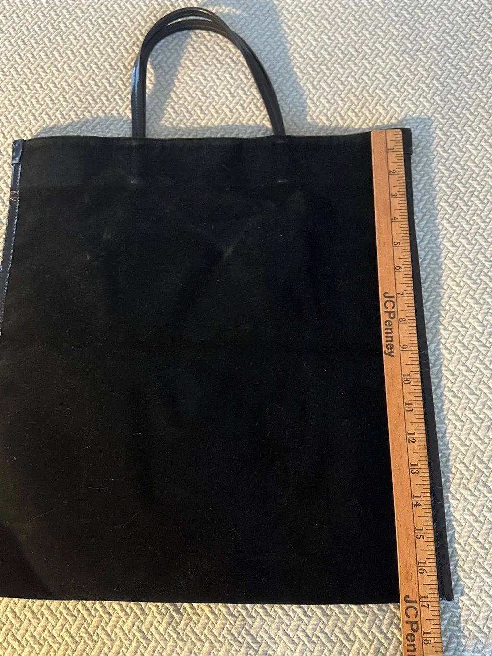 Ralph Lauren Collection Halee Black  Velour w/Patent Leather trim Tote Bag Italy